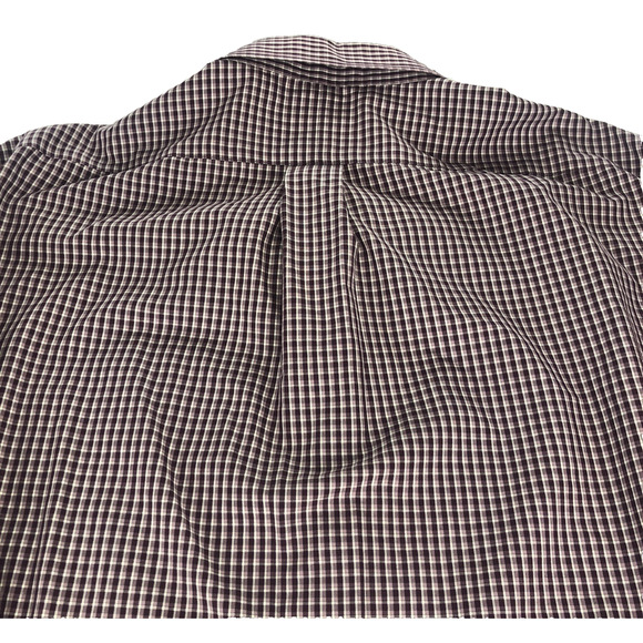 LL Bean Mens Shirt XLT Button Up Long Sleeve Purple Checkered Plaid Chest Pocket - Picture 12 of 12